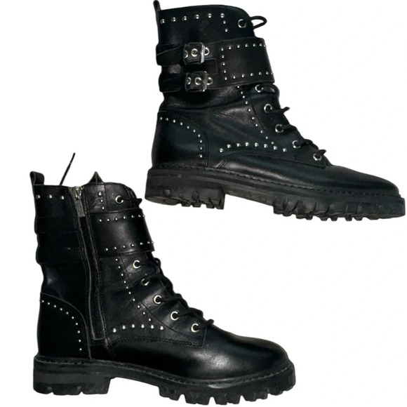 Marc Fisher LTD JOSETTE Combat Stud Lug Boots 6 - Picture 2 of 10